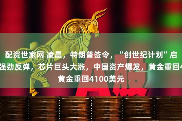 配资世家网 凌晨，特朗普签令，“创世纪计划”启动！美股强劲反弹，芯片巨头大涨，中国资产爆发，黄金重回4100美元