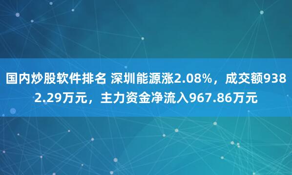国内炒股软件排名 深圳能源涨2.08%，成交额9382.29万元，主力资金净流入967.86万元